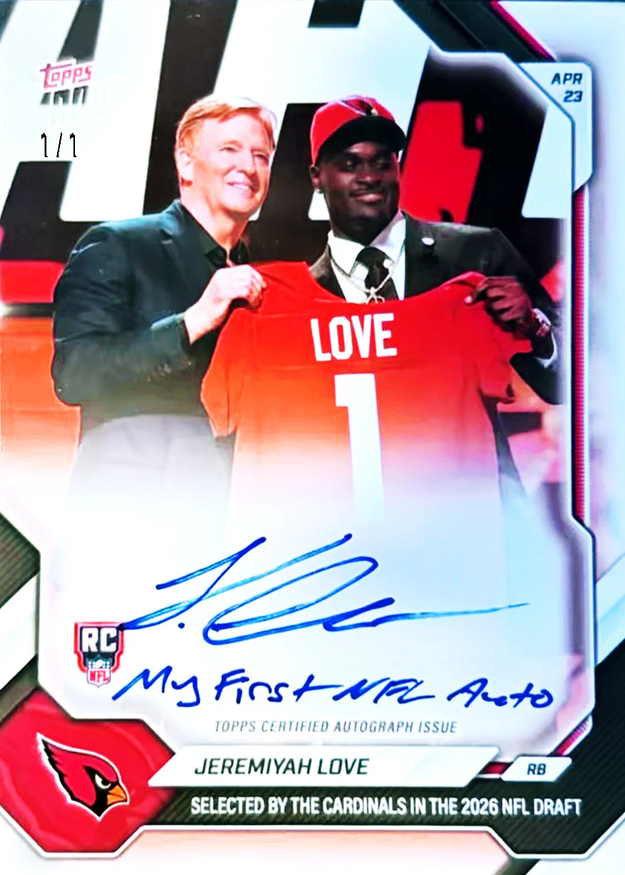 Jeremiyah Love  - 2026 NFL Topps NOW® - Card JLOV - PR: 18430