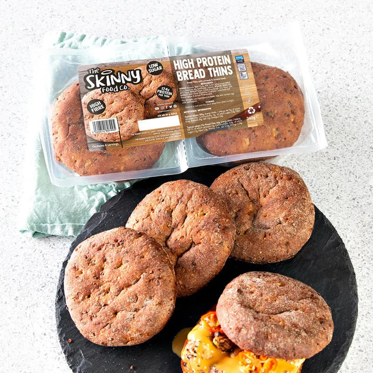 (Clearance, Past Best Before, Jan 2026) Skinny High Protein Bread Bagel Thins - 17g protein per thin - 4 x 60g