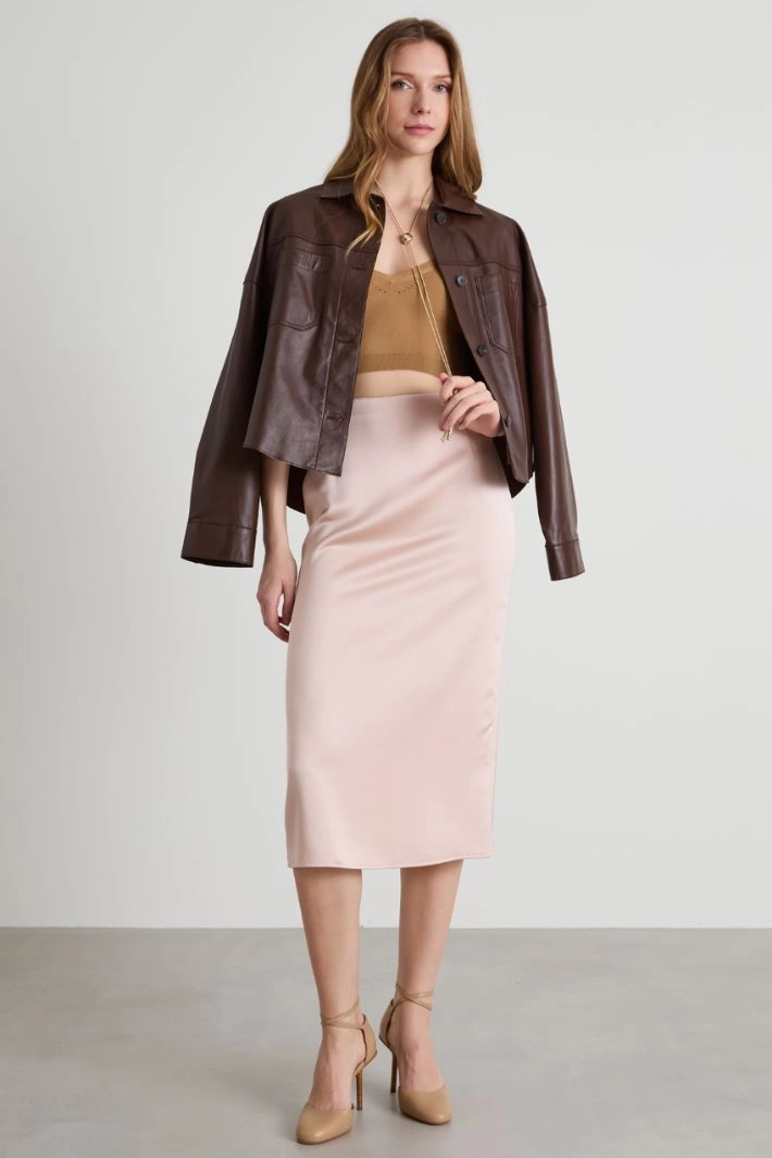 Straight satin skirt - LIGHT PINK