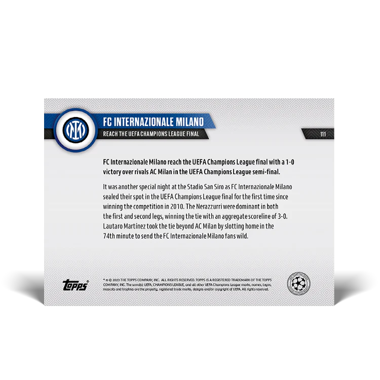 Topps UK - Reach the UEFA Champions League final - UCL TOPPS NOW® Card #111