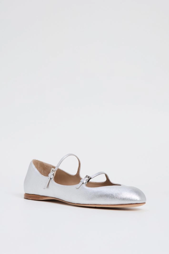 Ballerinas in laminated nappa - SILVER