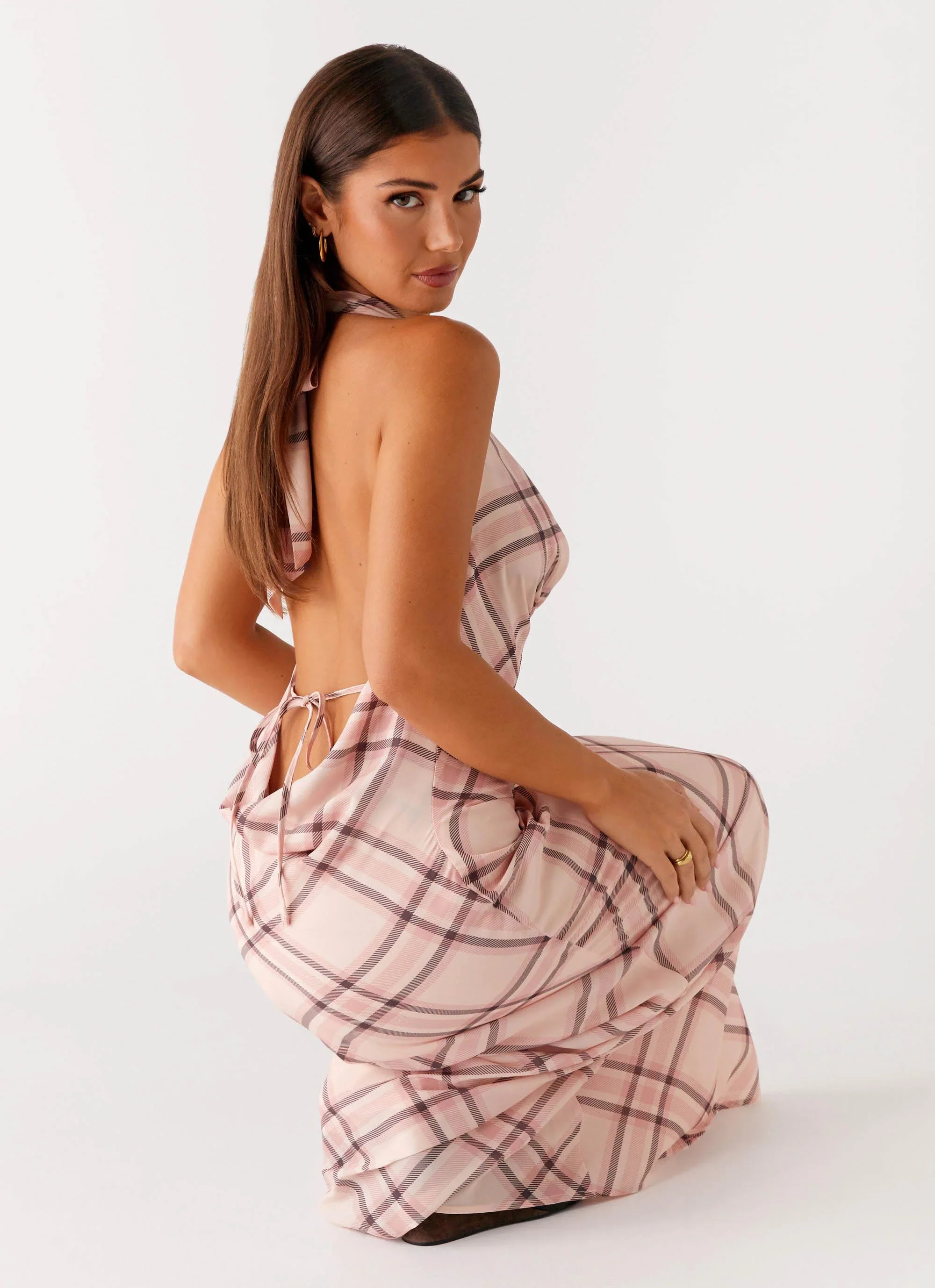 Muse Maxi Dress - Pink Check