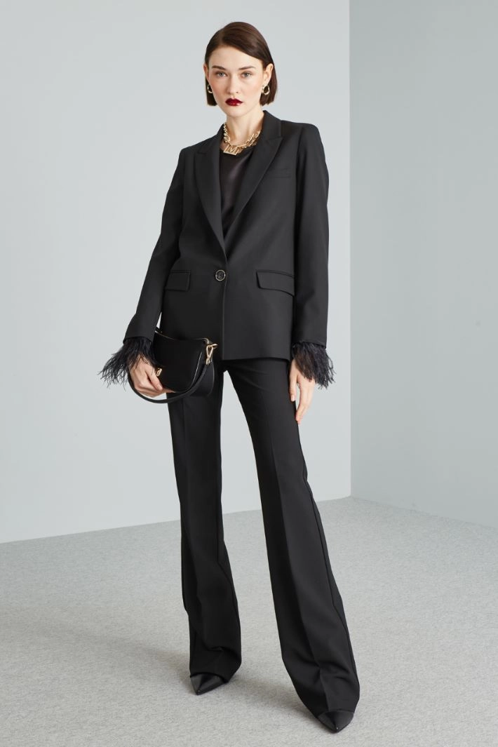 Feather-detail blazer - BLACK