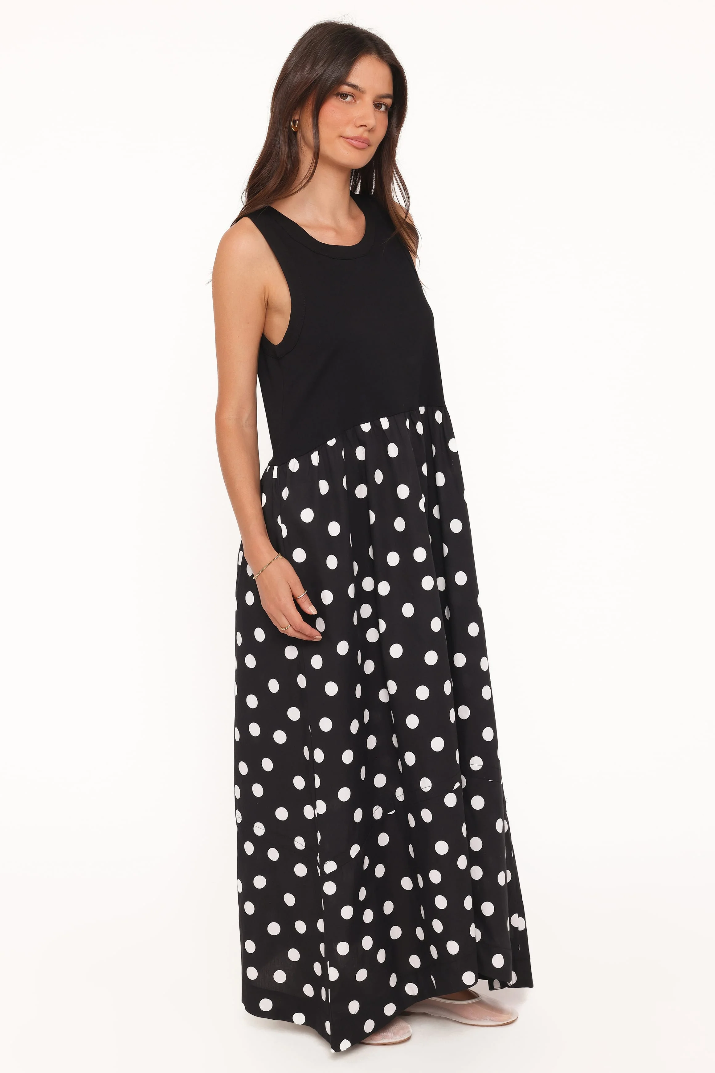Glenda Maxi Dress - Black Polka Dot