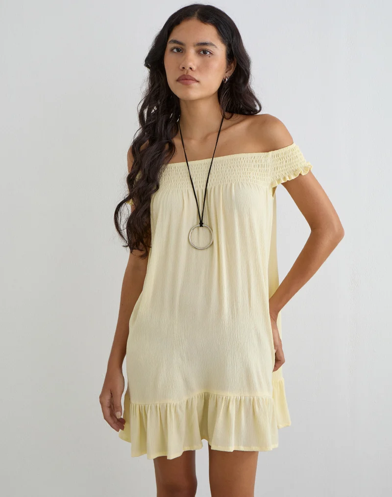 Panasi Mini Dress in Crinkle Butter Yellow