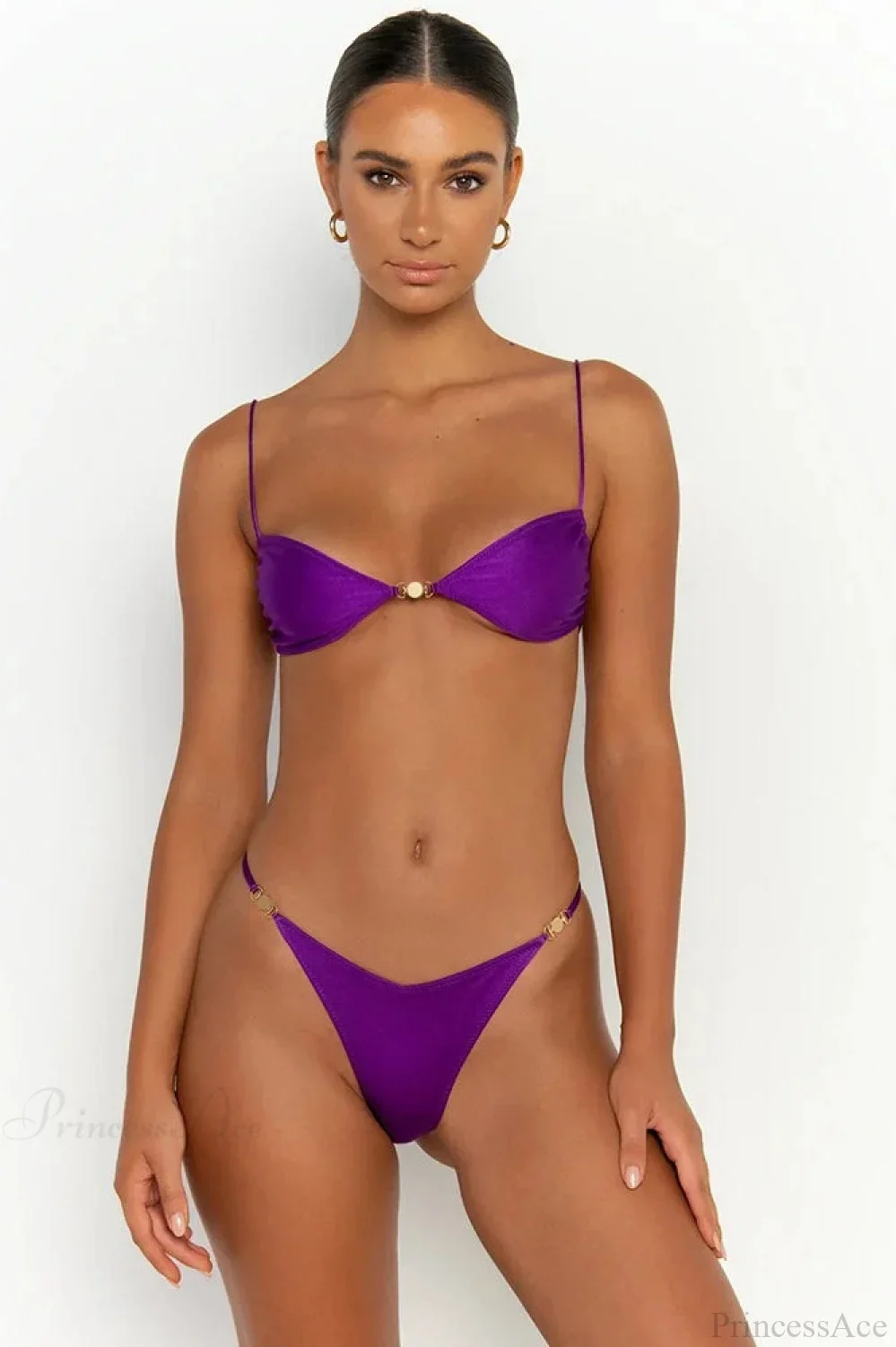 Solid Bikini Set Women Swimsuit With Ties Bikini Set
