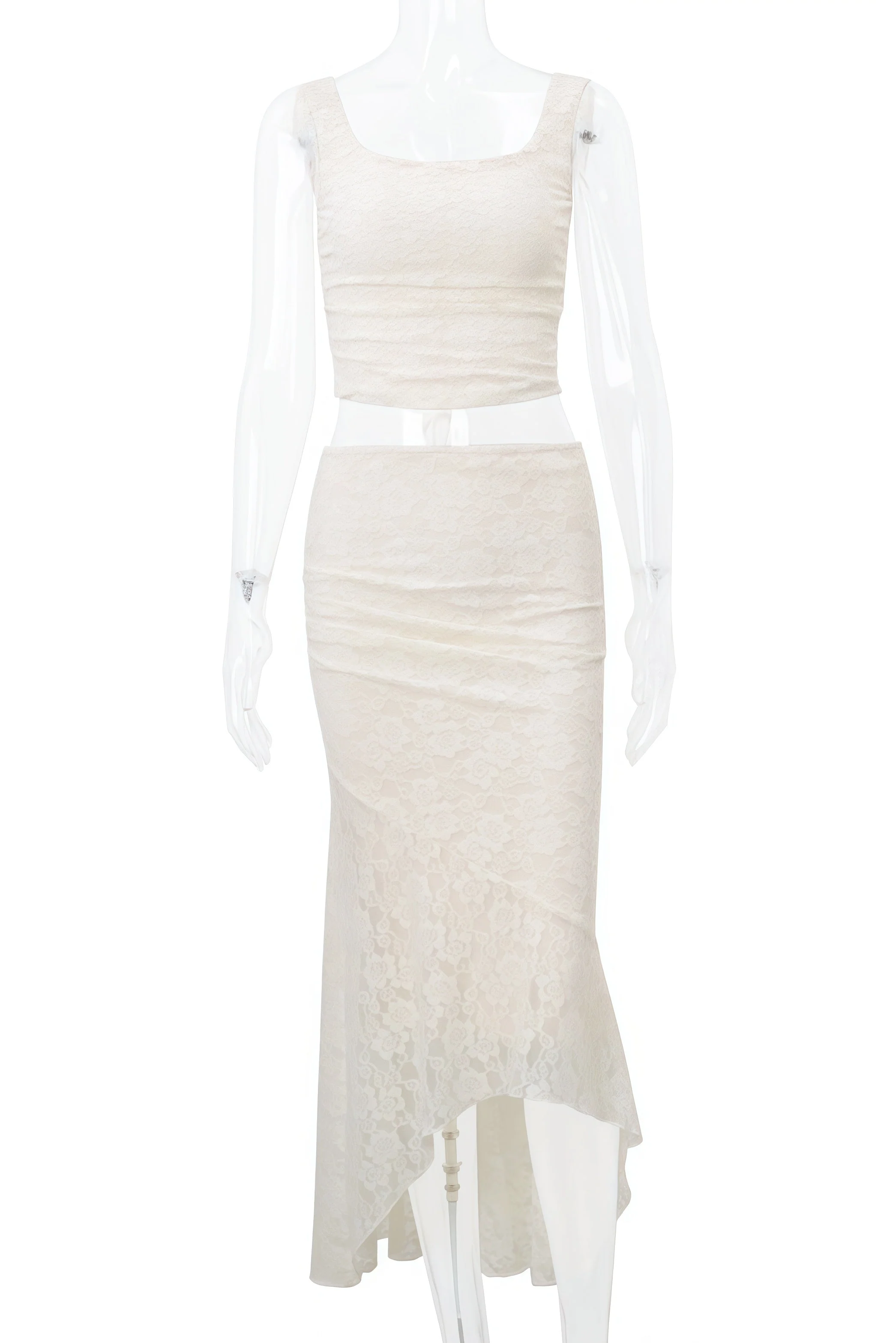 Two Piece Ivory Lace Mermaid Dress