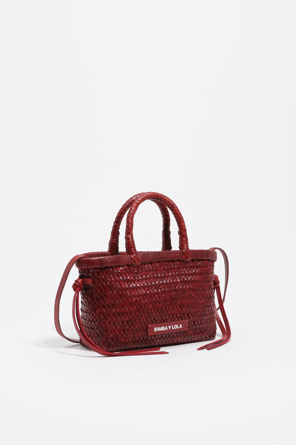 Dark red plaited leather mini bag