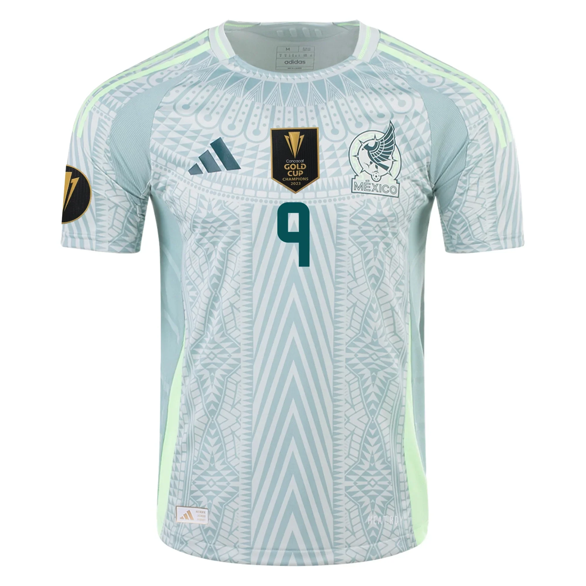 Raul Jimenez Mexico Authentic Away Jersey 24/25 w/ Gold Cup 2025 Patches (Linen Green)