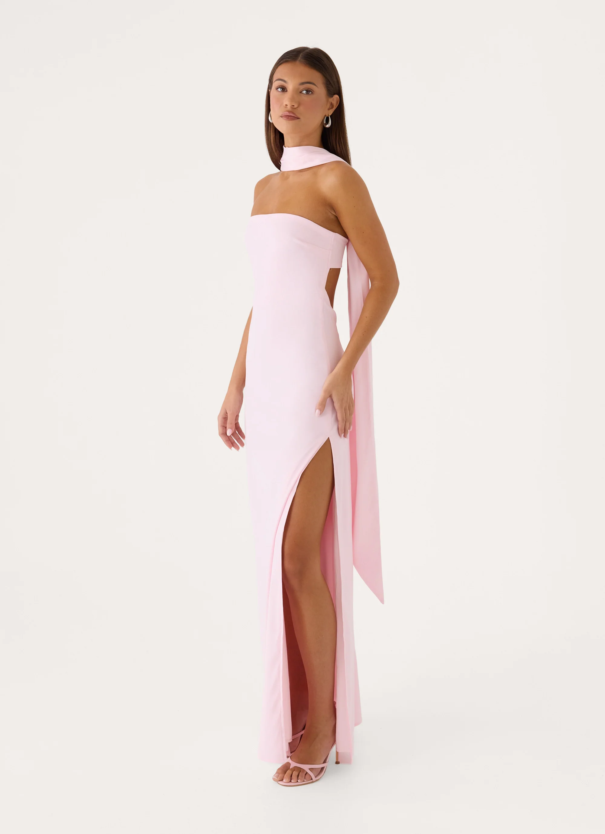 Out All Night Scarf Maxi Dress - Soft Pink