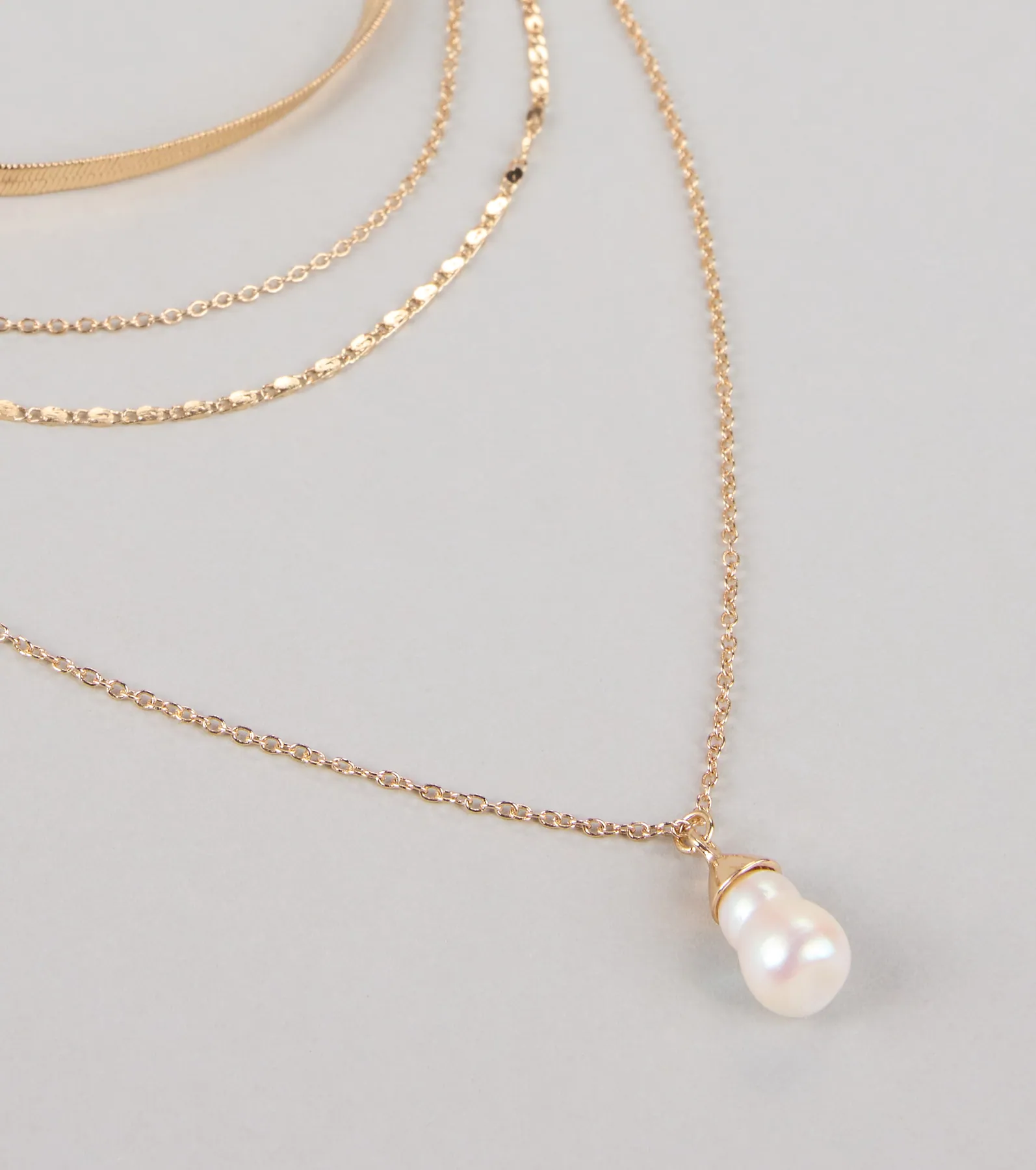 Layered Up Pearl Charm Chain Necklace