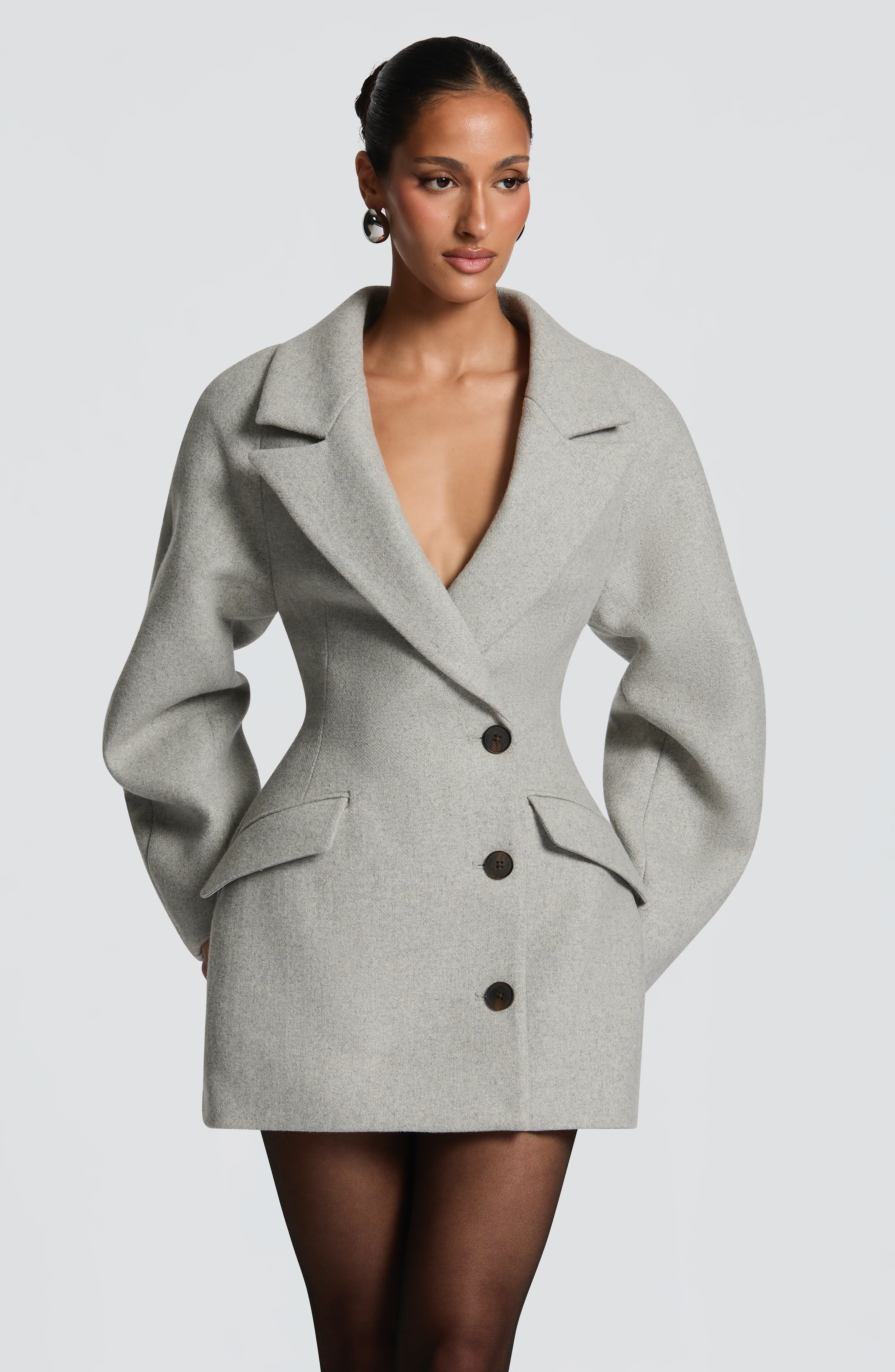 Dylan Blazer Dress - Light Grey