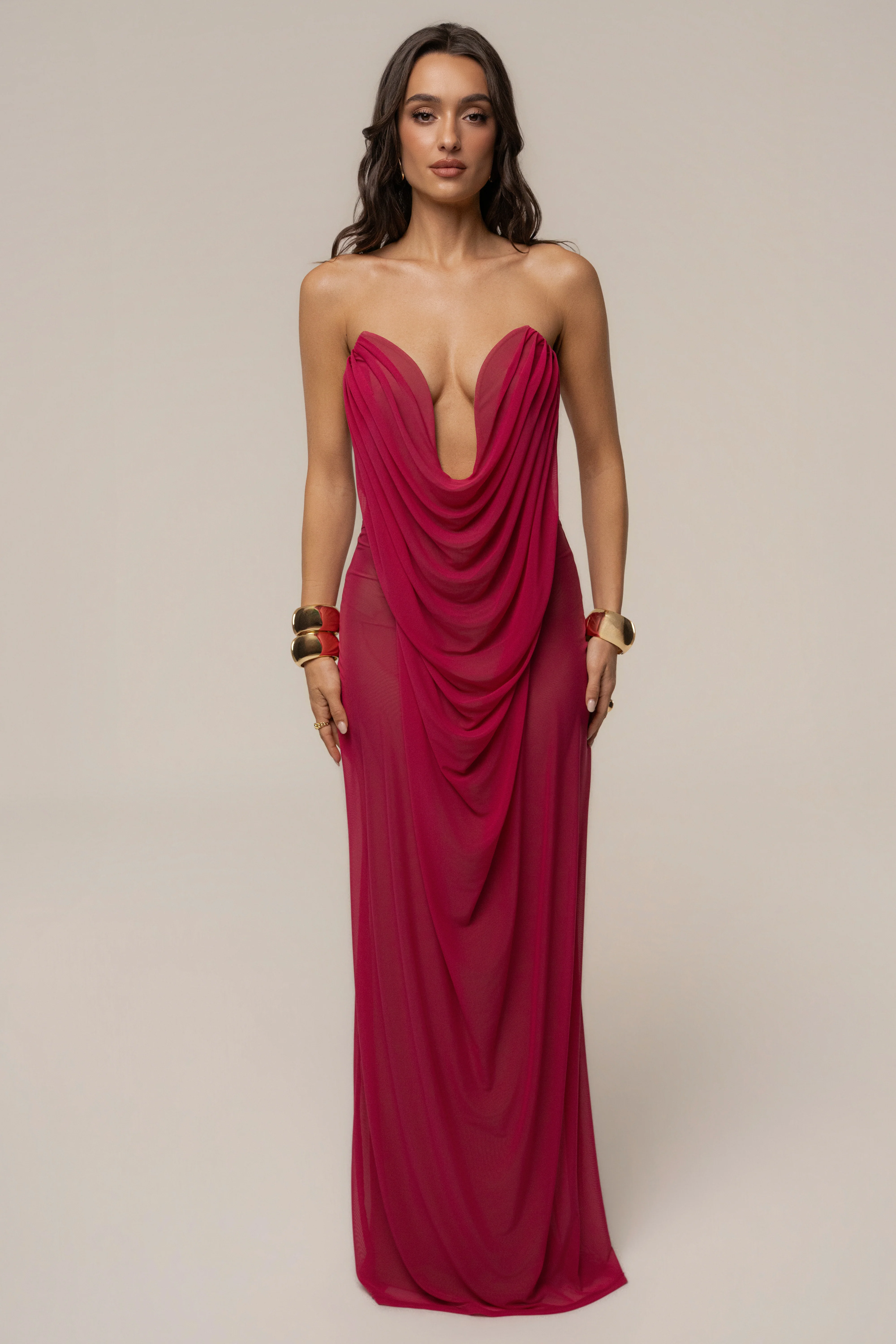 Fuchsia Siren Sculpted Mesh Dress