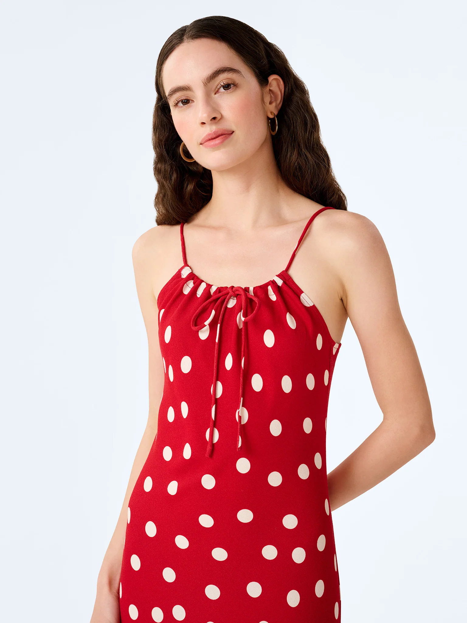 Cecile Dress in Red and Cream Polka Dot