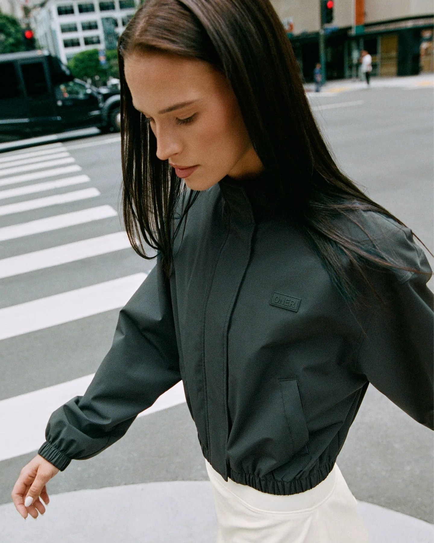 Cropped Bomber Jacket | Emerald Noir