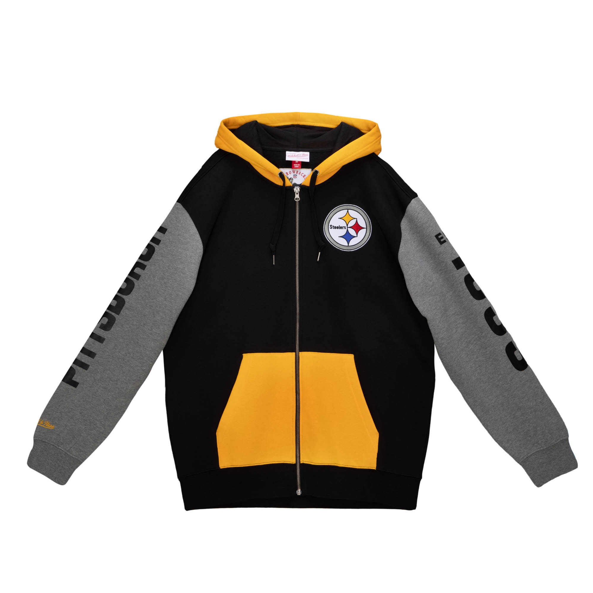 Pittsburgh Steelers Mitchell & Ness NFL Full Zip Fleece Hoodie