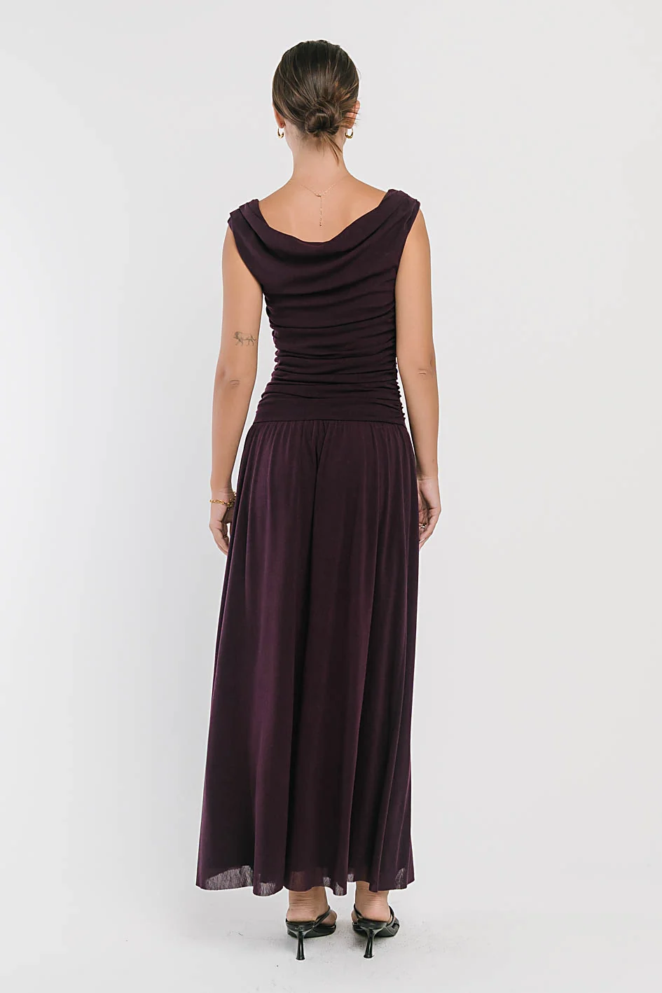 Luna Ruched Maxi Dress in Purple