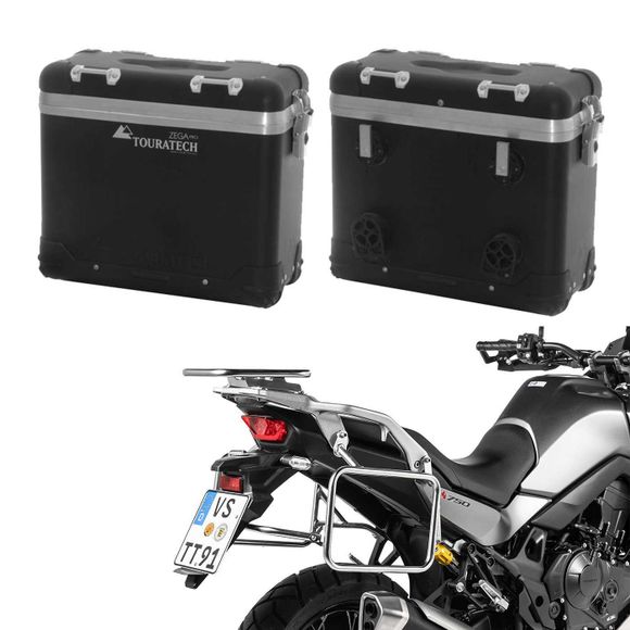 Touratech ZEGA Pro 31/31 suitcase - Gray support included - Black anodizedRef: Trt01692A / 01-401-5702-0