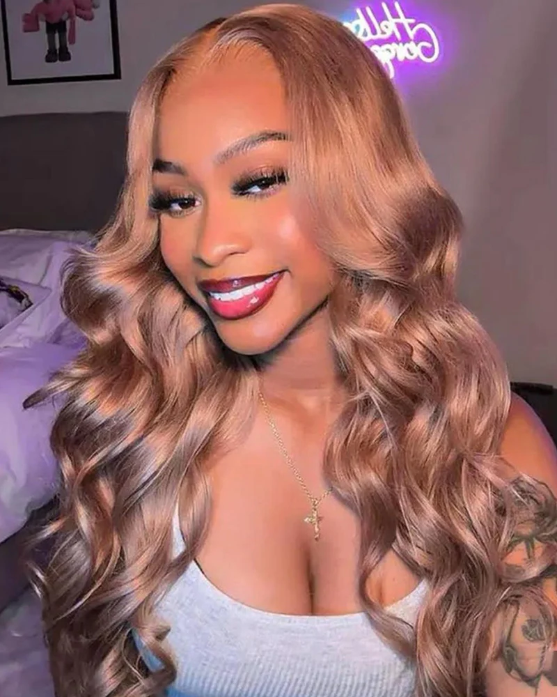 Ophirawig 13x6 Three-Go? Milk Tea Brown Glueless Wig Silky Straight With Drawstring 100% Human Hair Wig