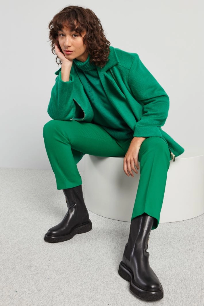 Beaver cloth biker-style jacket - GREEN