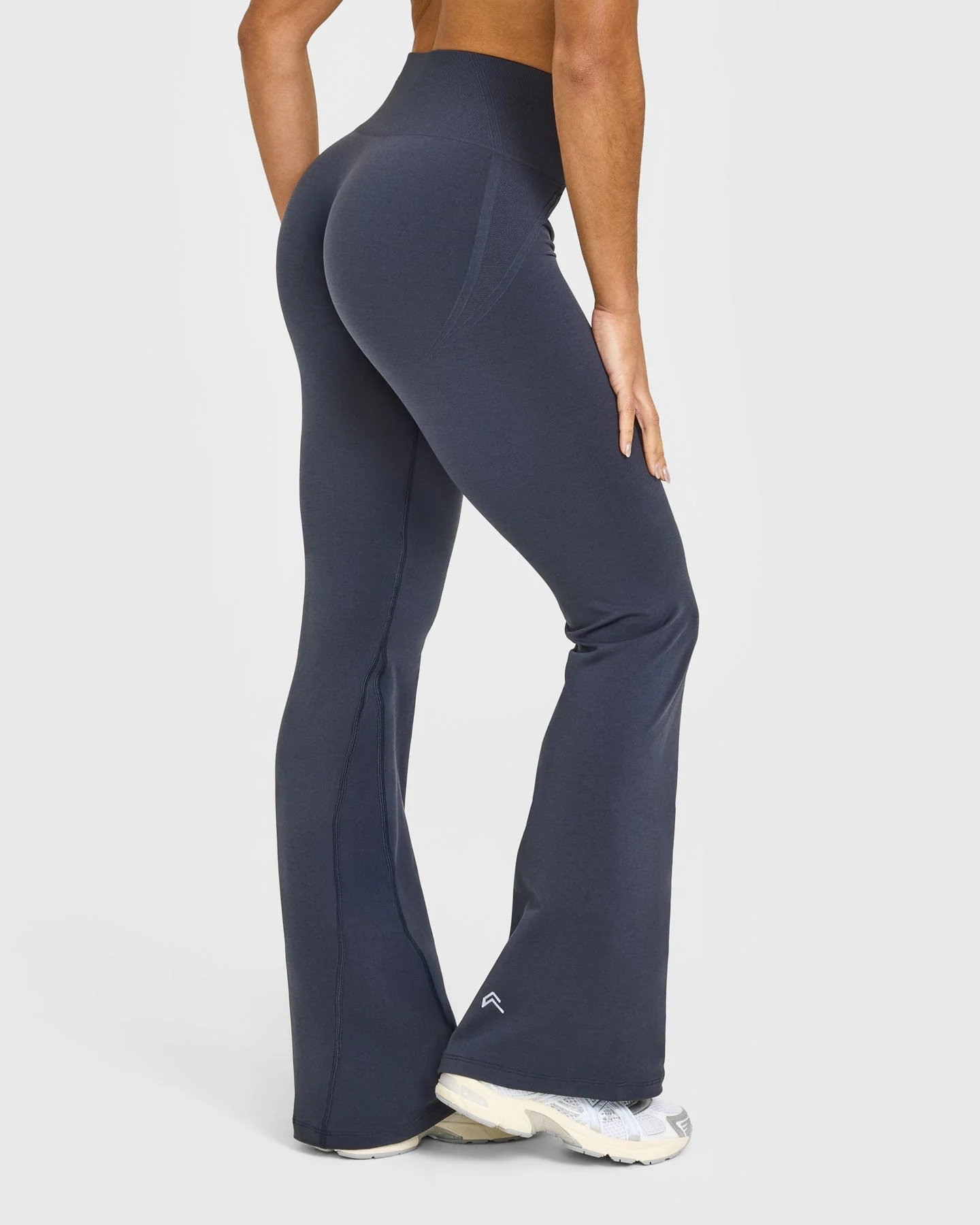 EffortlessLift™ Seamless Flared Bottoms with White Logo | True Blue