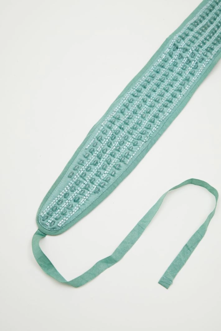 Bijou-embroidered belt - LIGHT BLUE