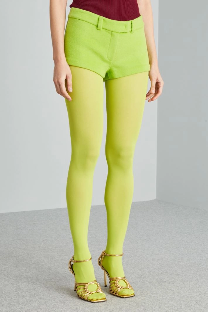 Wool drap shorts - GREEN LIME