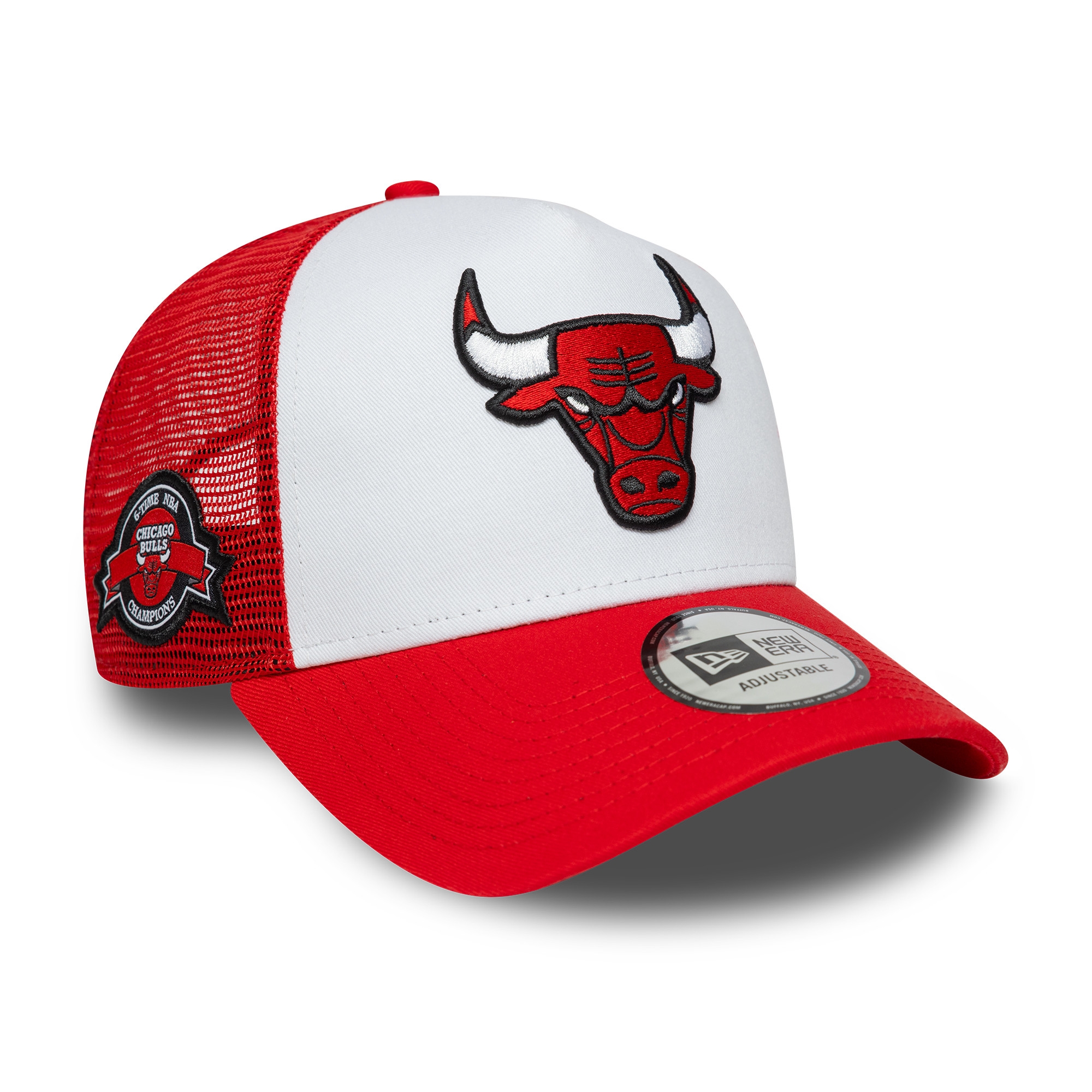 Chicago Bulls 6-Time Champion Side Patch Trucker Adjustable NBA Cap Red
