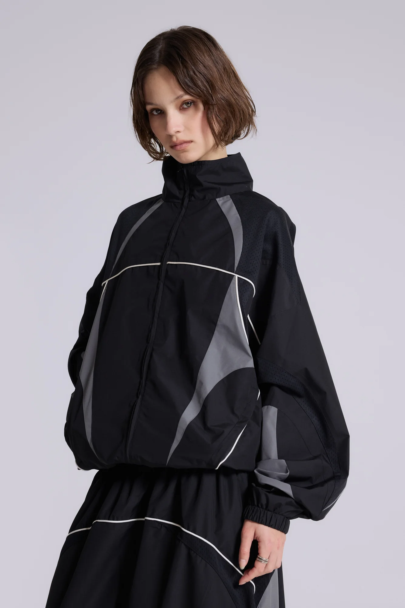 Black Panelled Vapor Jacket