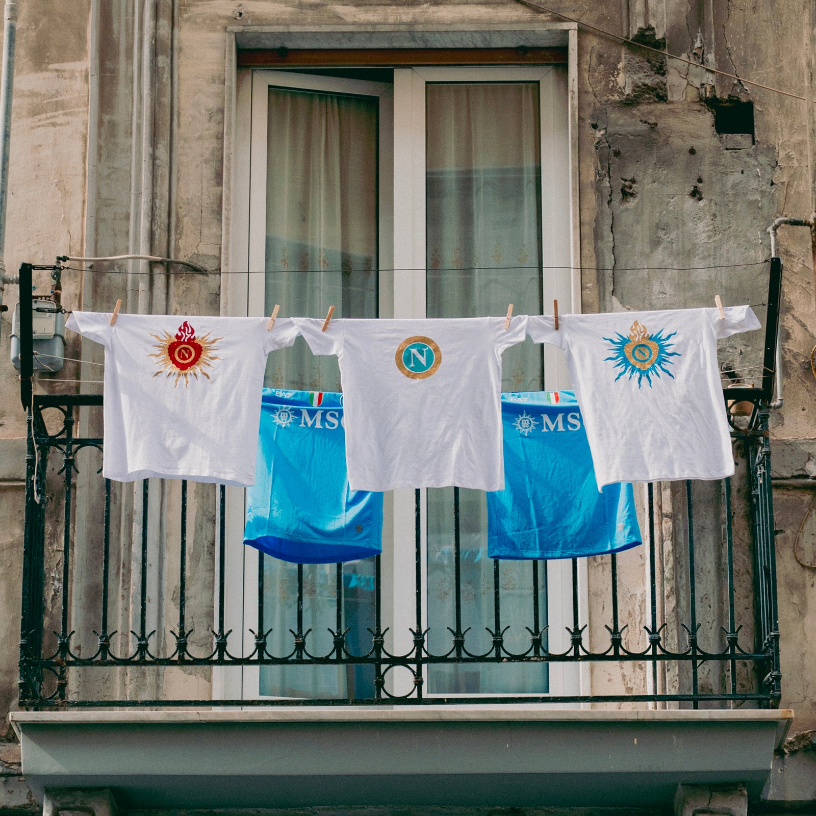 SSC Napoli White Aura Collection Red/Gold Sacred Heart T-Shirt