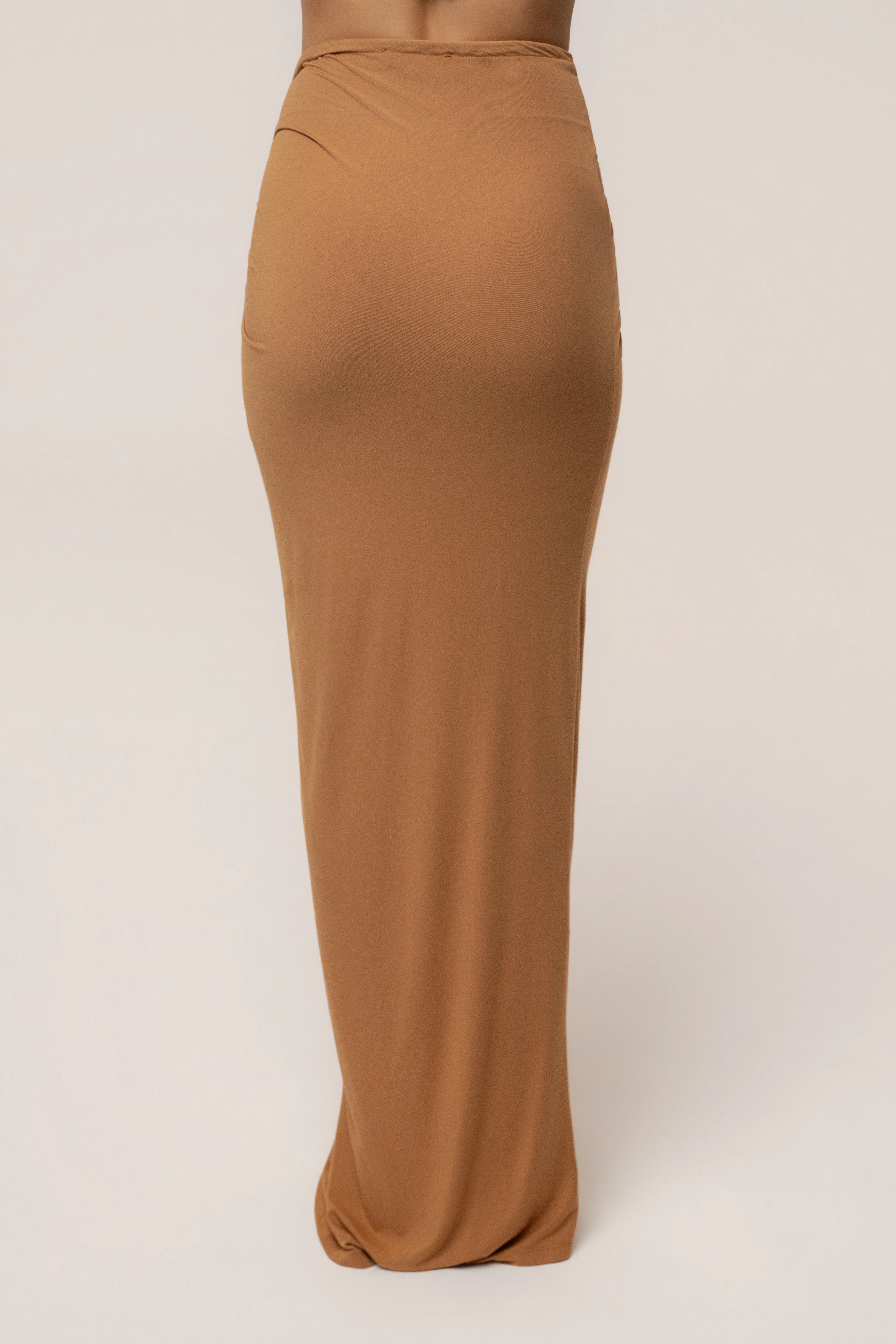 Tan Island Drape Maxi Skirt