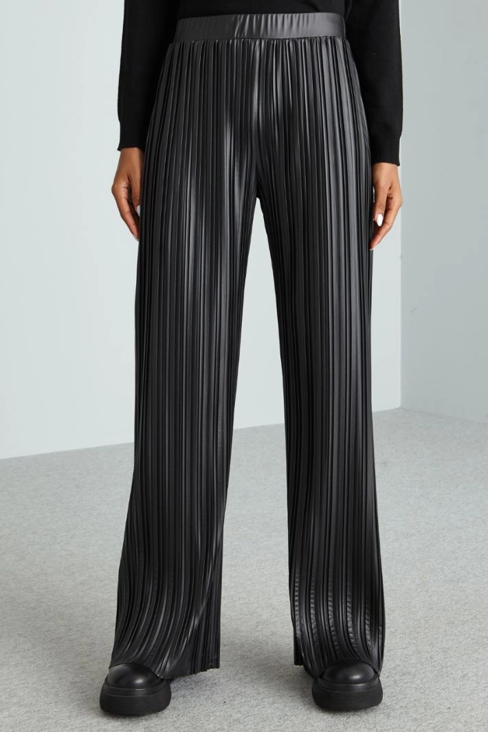 Coated jersey trousers - BLACK