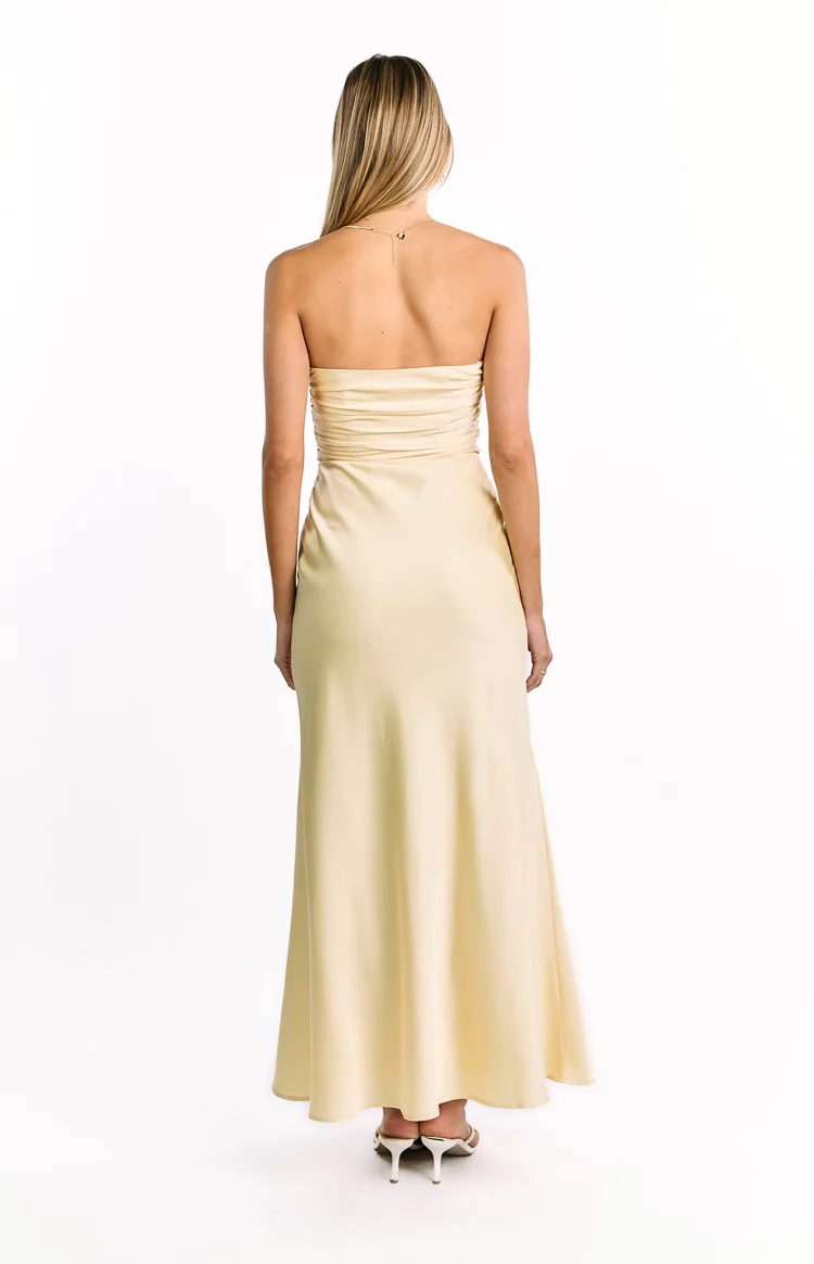 Alexia Yellow Strapless Maxi Dress