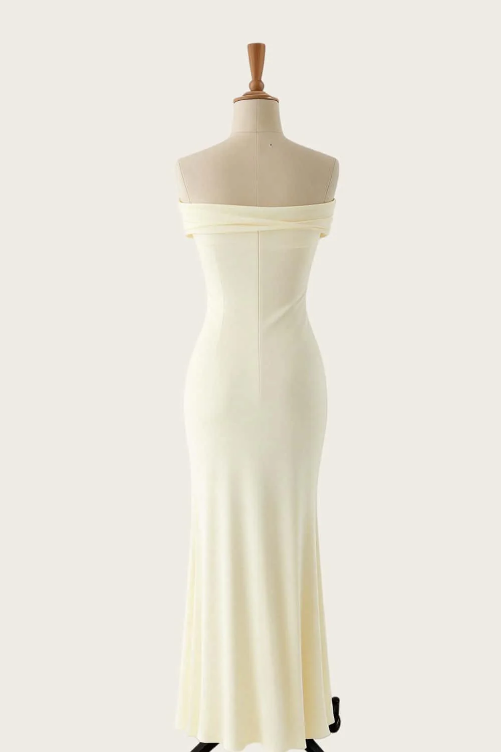 Off the Shoulder Yellow Twist Fitted Long Dress