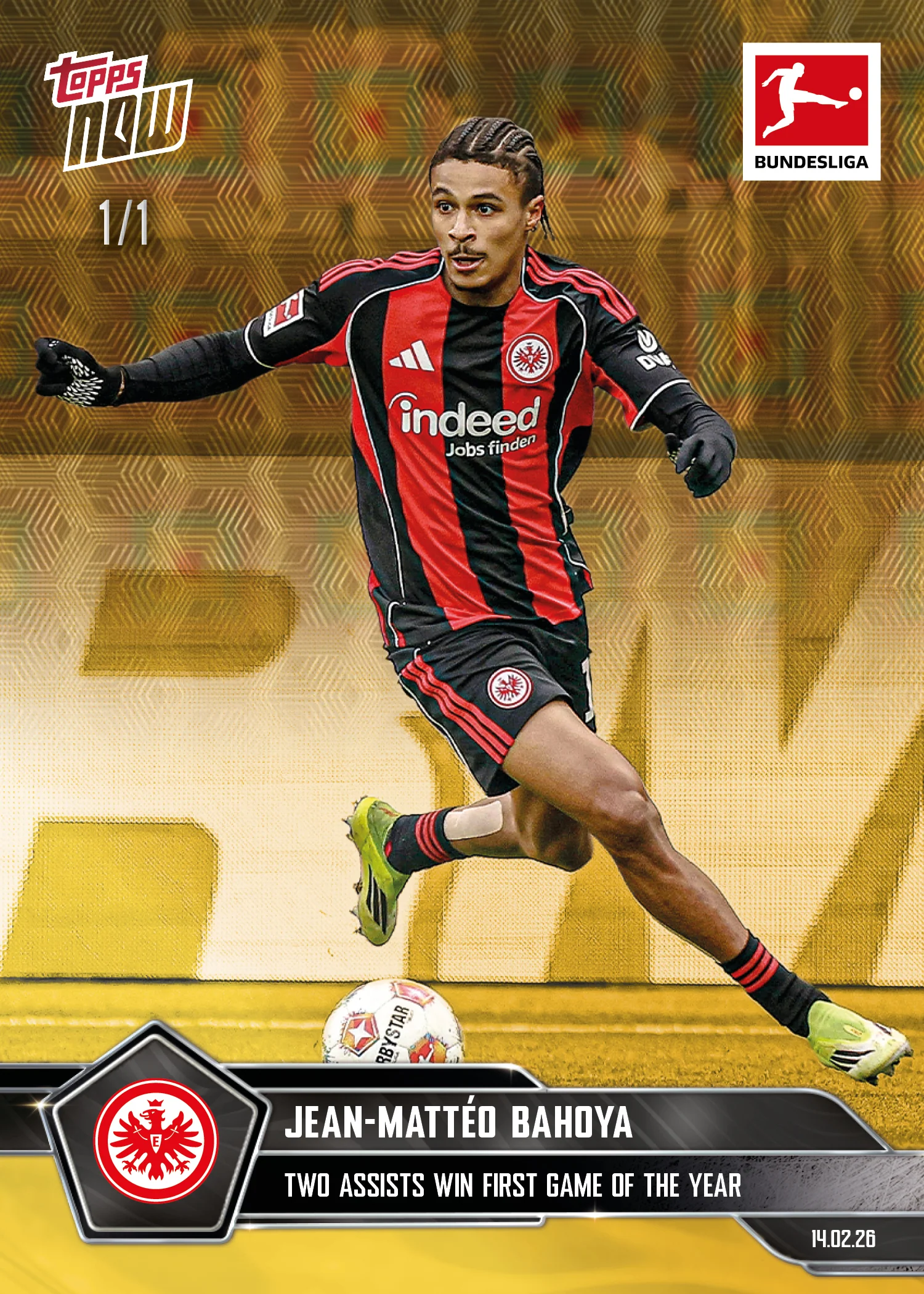 Jean-Mattéo Bahoya - 2025-26 Bundesliga Topps NOW® - Card 123 - PR: 252