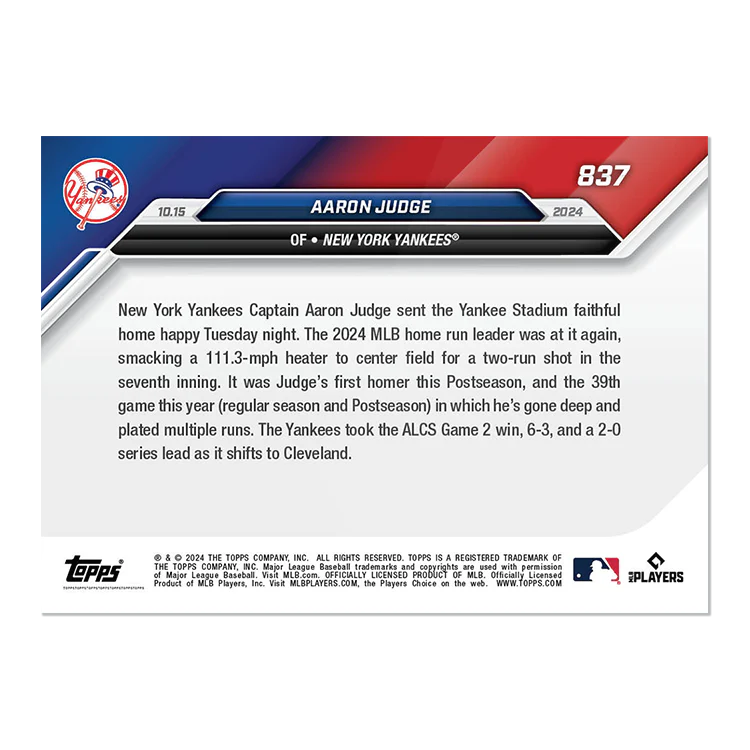 Aaron Judge - 2024 MLB Topps NOW® Card 837