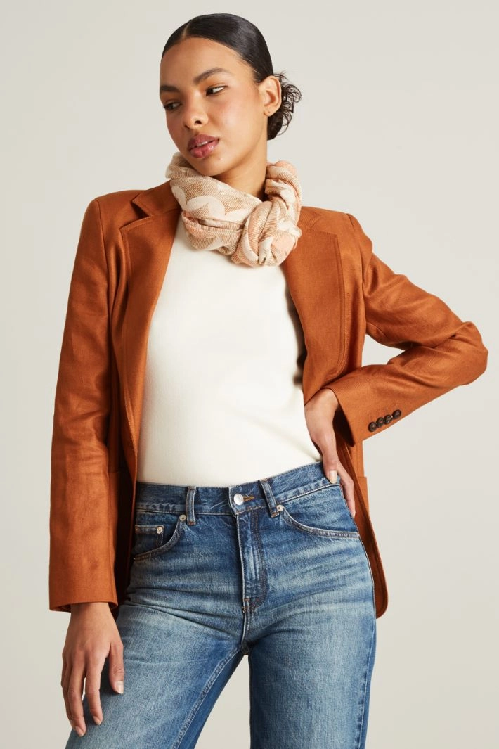 Lurex patterned scarf - PINK BEIGE