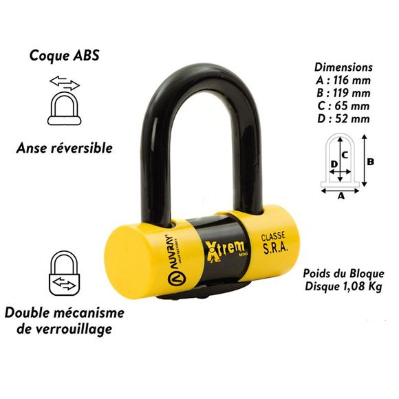 Auvray BLOQUE DISQUE XTREM MINI SRA Universal LockRef: auv0009 / axtrauv