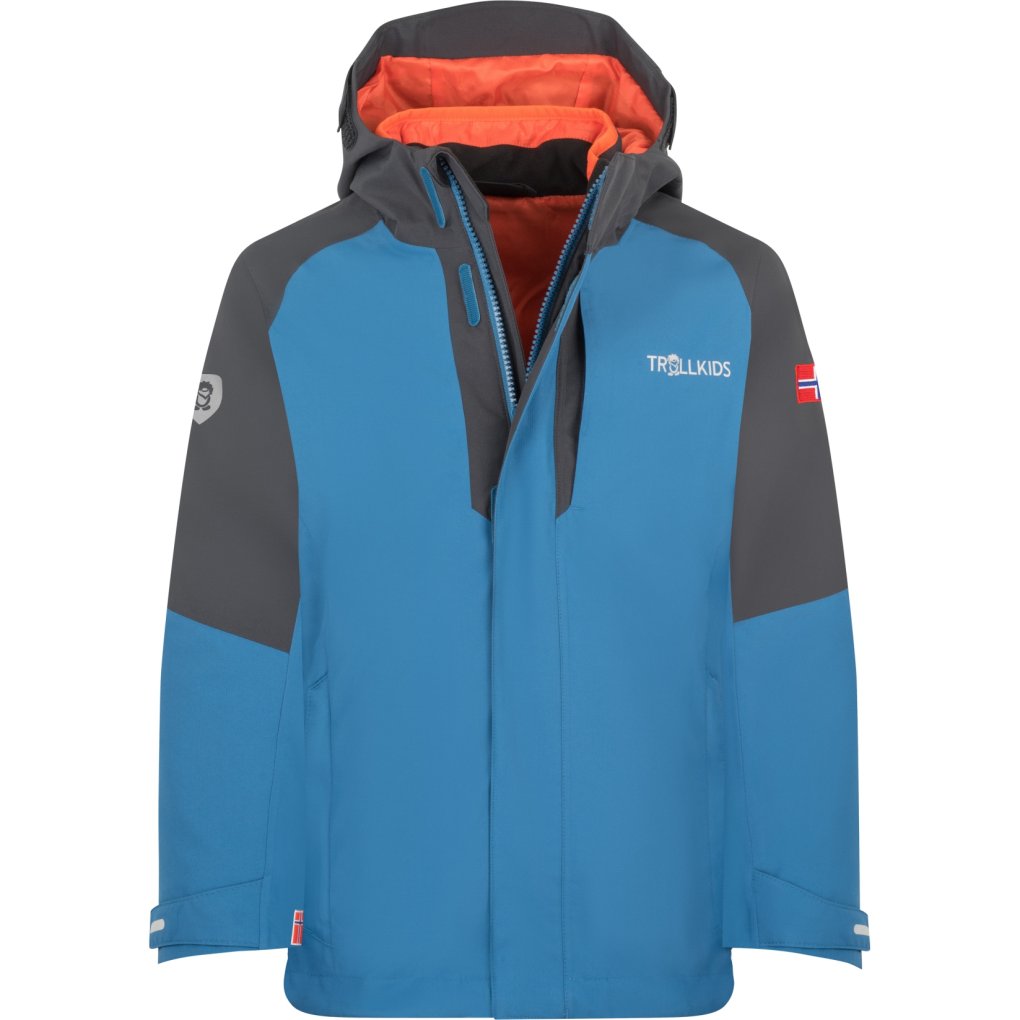 Trollkids Skanden Waterproof 3in1 Jacket Kids - Nordic Blue/Black/Flame Orange
