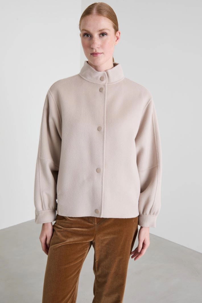 Pea coat with loose sleeves - LIGHT BEIGE