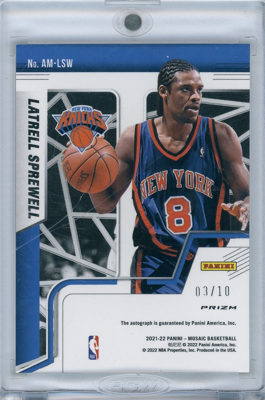 2021/22 Panini Basketball Mosaic #AM-LSW Latrell Sprewell Auto 03/10