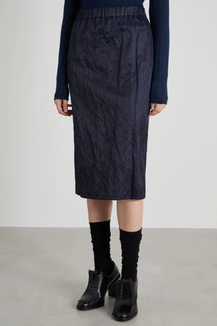 Satin pencil skirt - BLUE