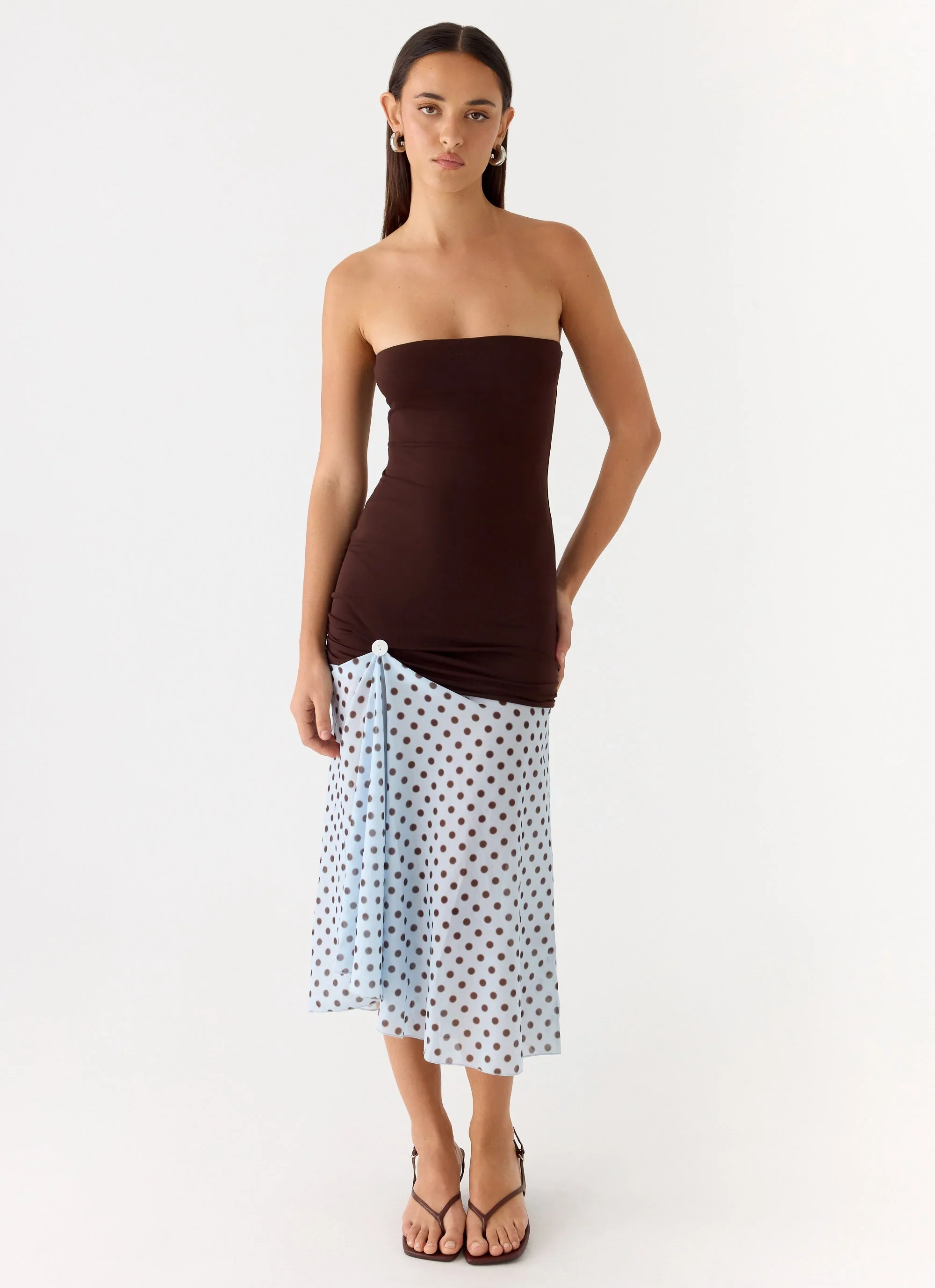 Schell Midi Dress - Chocolate Dot