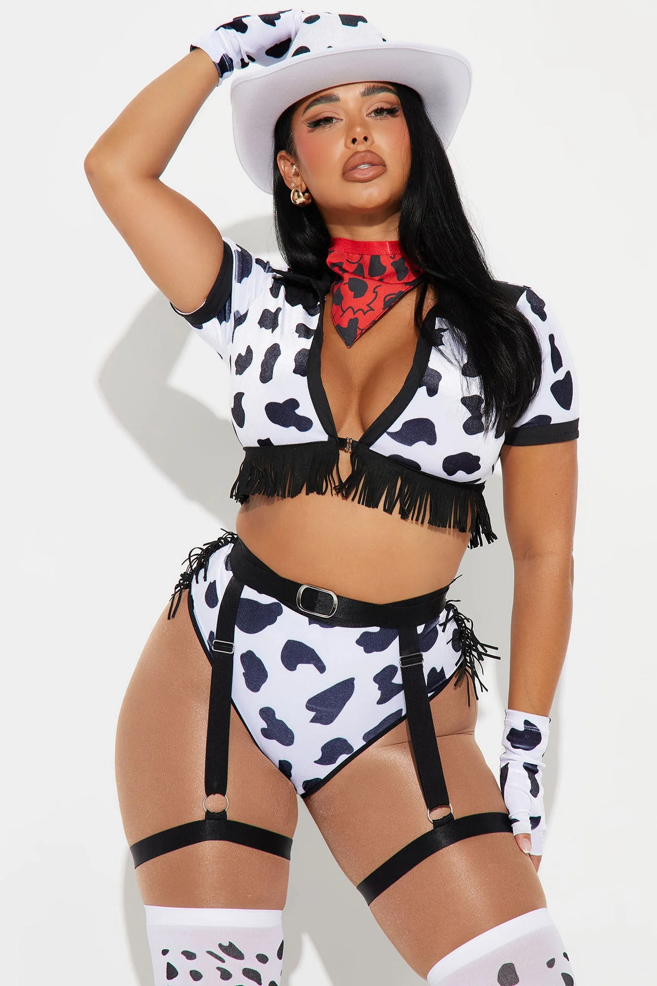 Wild Cowgirl 7 Piece Costume Set - White/Black