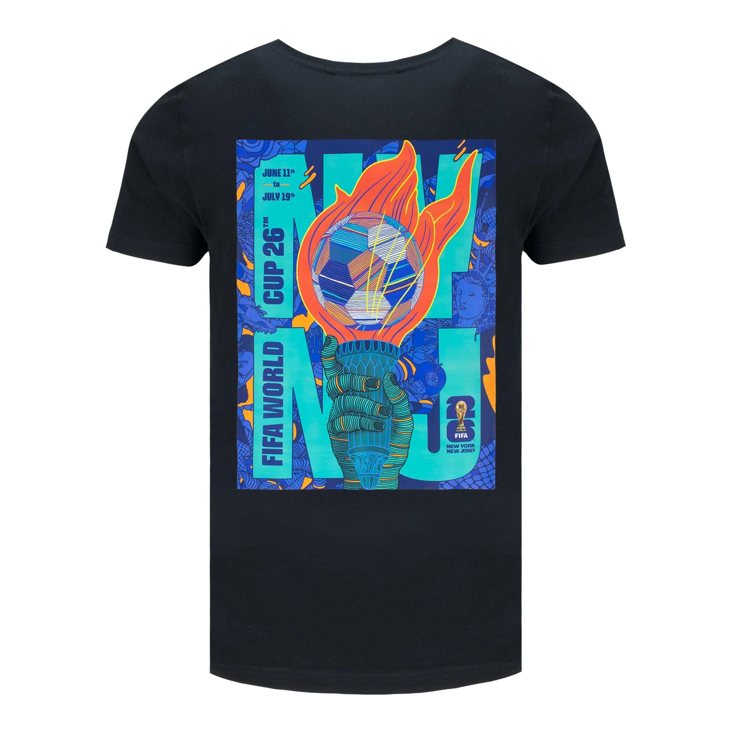 2026 Soccer Fan Collection New York New Jersey Poster Black T-Shirt - Unisex