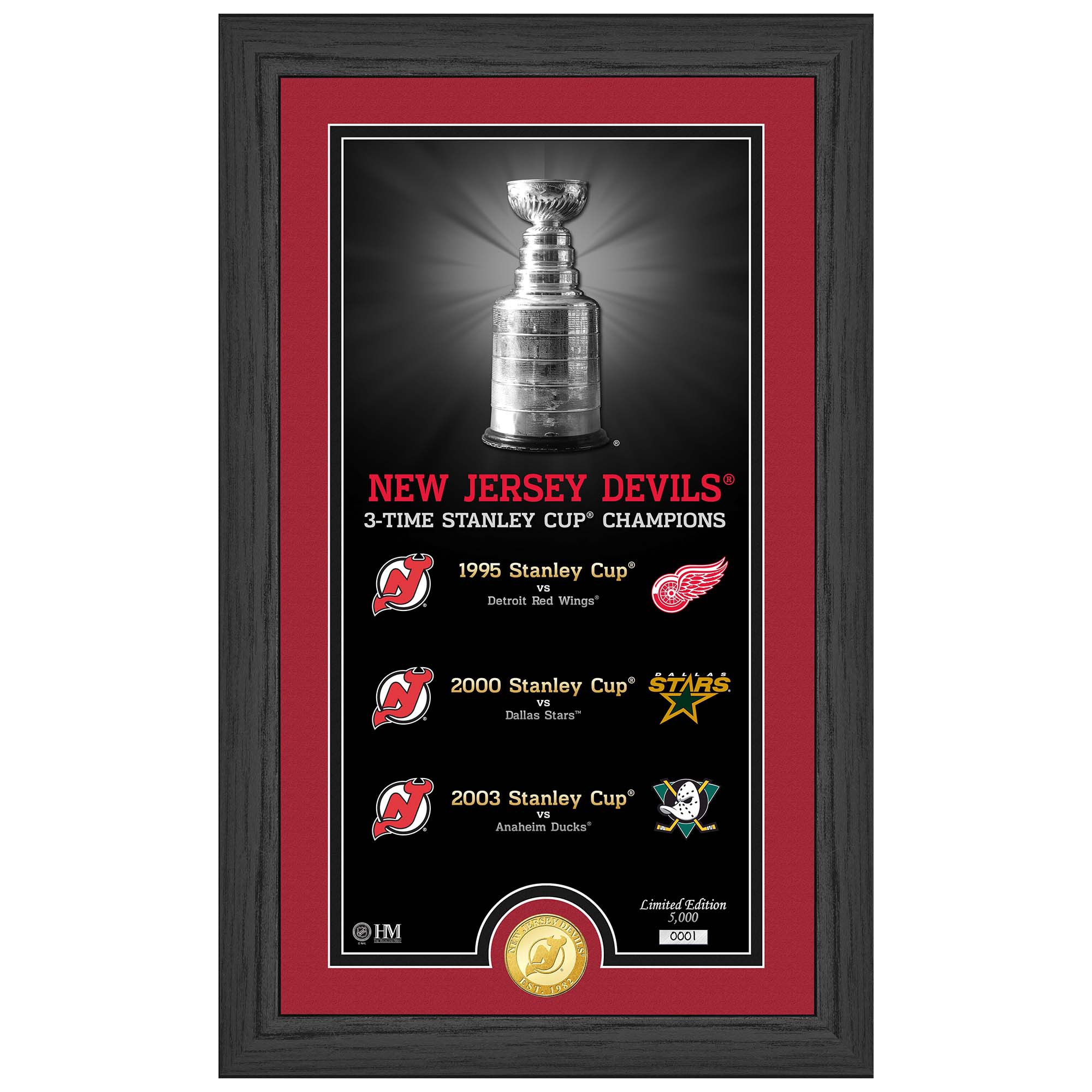 New Jersey Devils Stanley Cup Legacy Bronze Coin Framed NHL Photo
