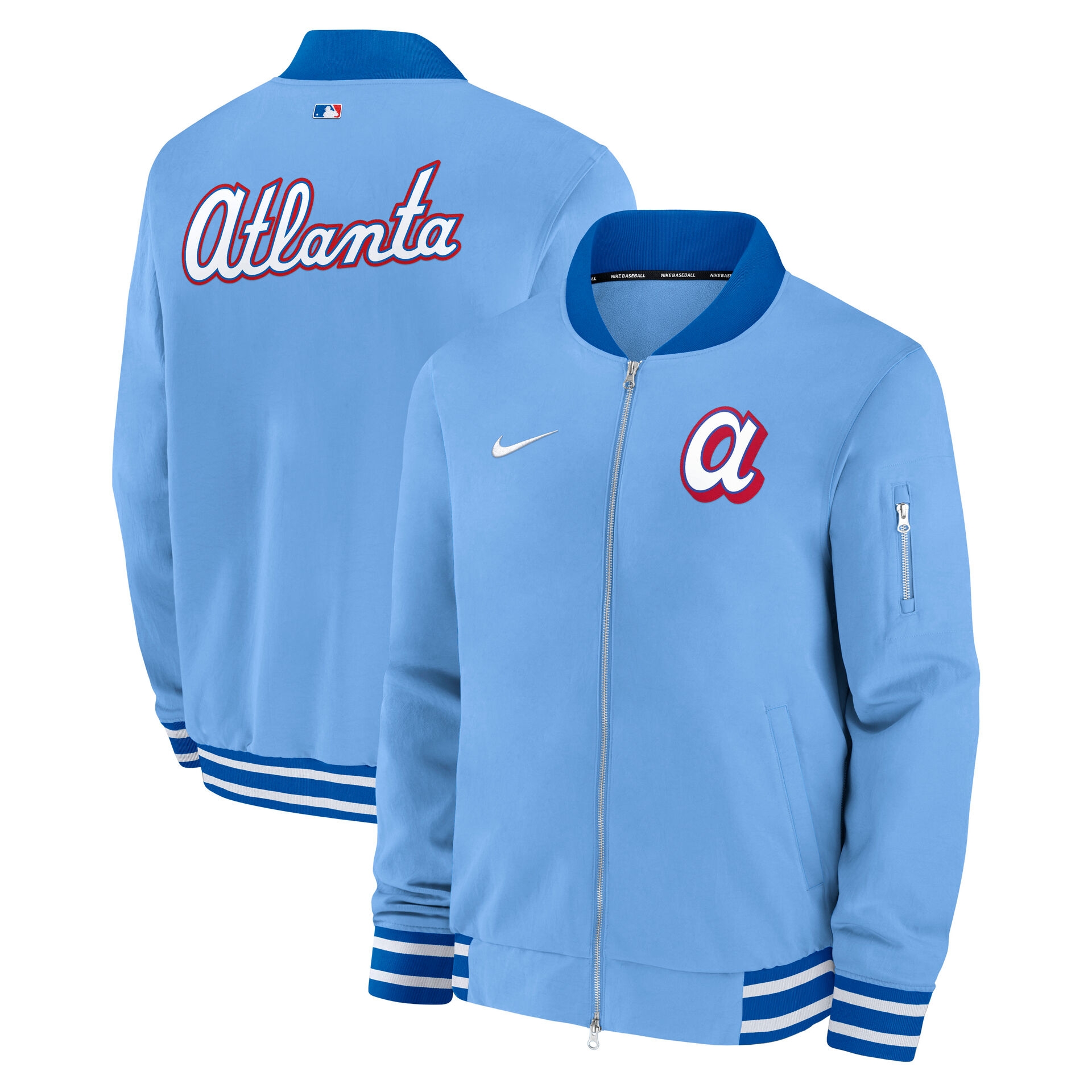 Atlanta Braves City Connect 2026 MLB Authentic Dugout Bomber Jacket Blue