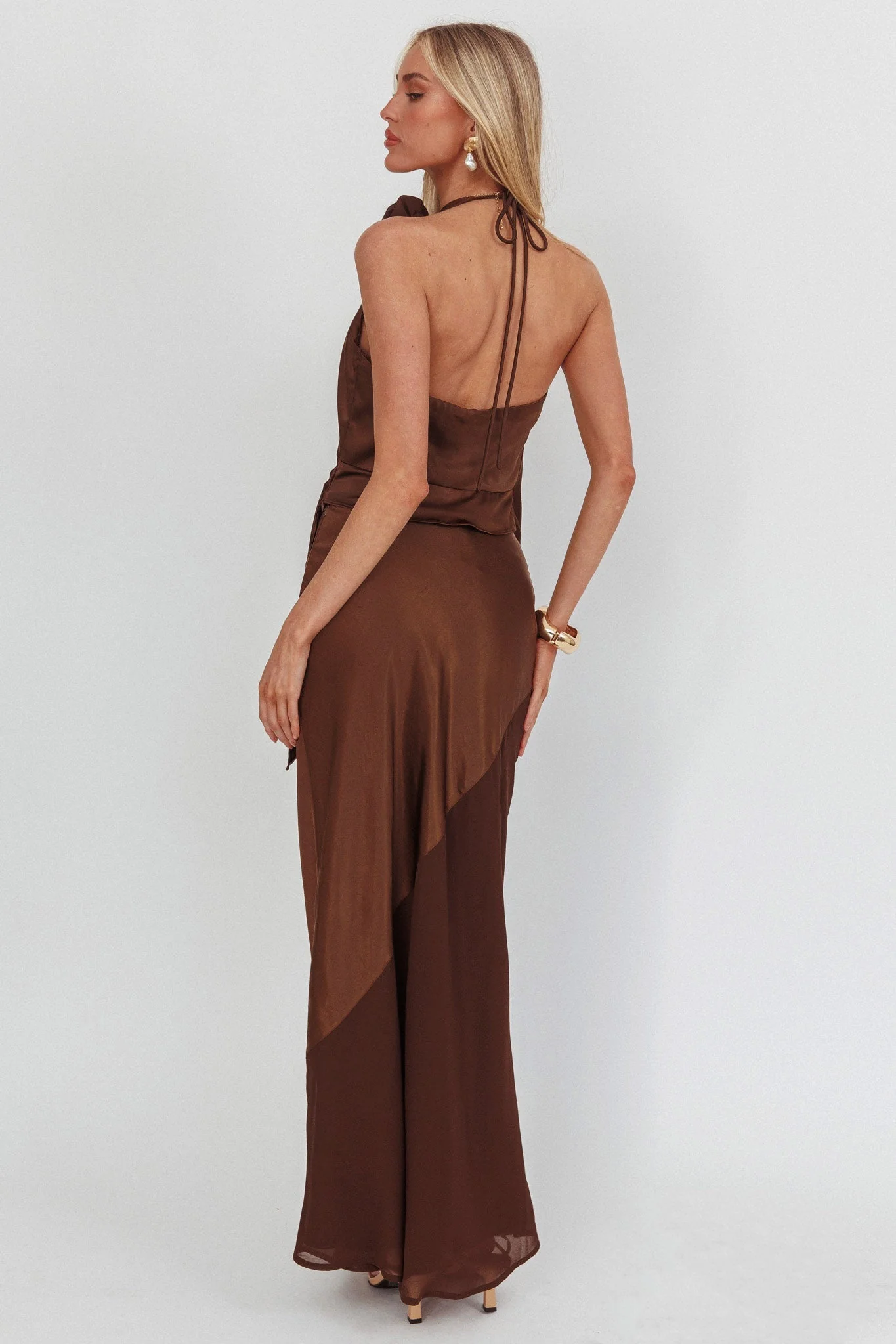 Easy Love Contrast Maxi Skirt Chocolate