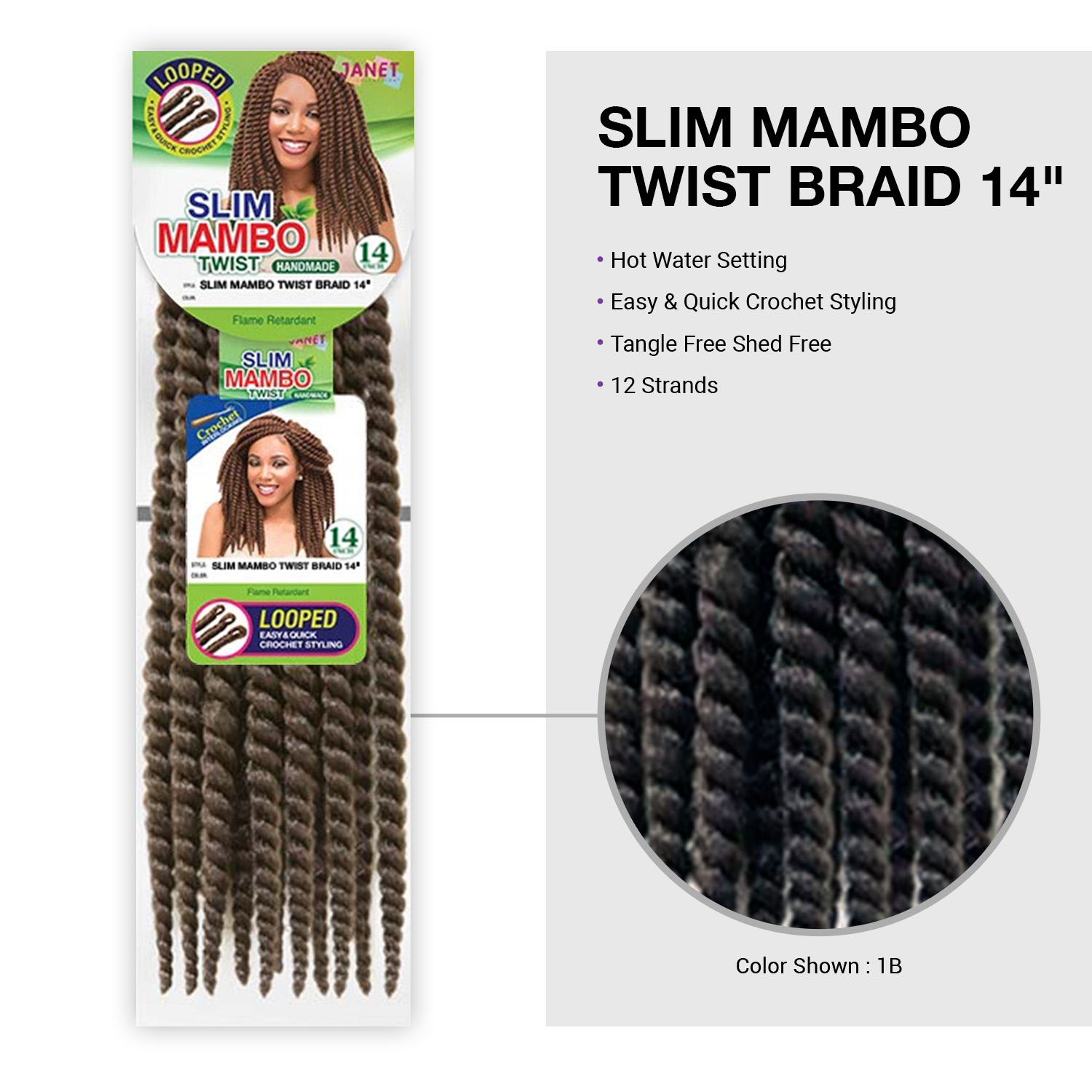 Janet Collection Synthetic Hair Crochet Braids Slim Mambo Twist Braid 14