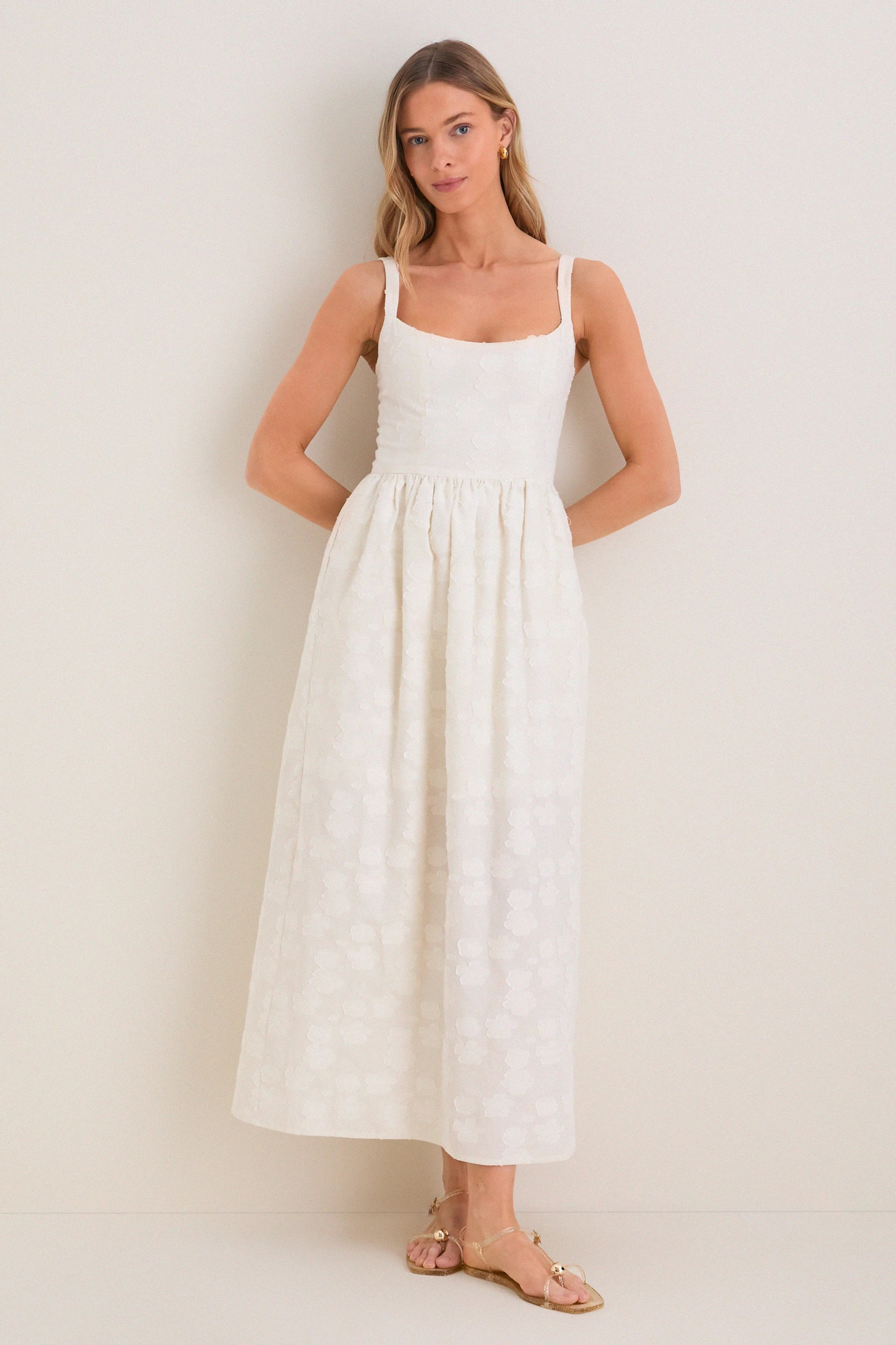Ivory Jacquard Jour Maxi Dress